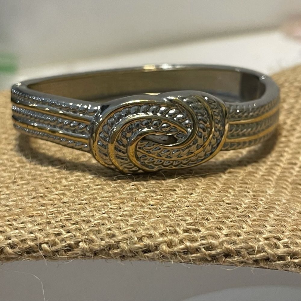 braded knot clamper bracelet Silver Tone Rope